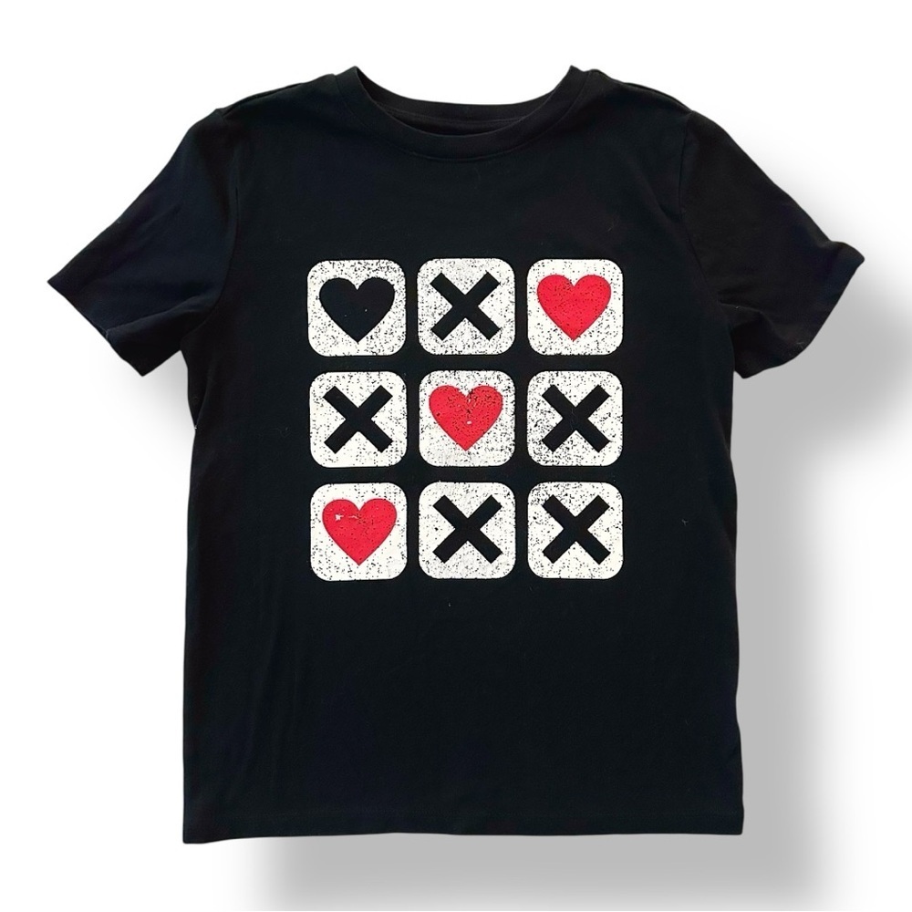 Cat and Jack | Distressed Heart Tic Tac Toe Valentines Day Tee Shirt (8-10 yrs)